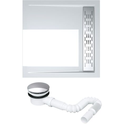 doporro Piatto Doccia con Piletta 90x90x5cm, Piatto Doccia Quadrato in Acrilico incl. Piletta di Scarico (AL01) Xetro04W, Bianco