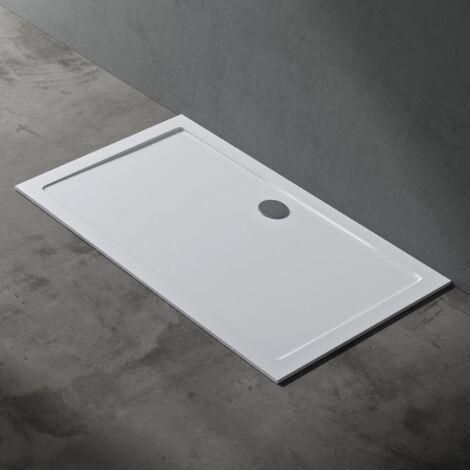 doporro Piatto Doccia Rettangolare in Acrilico Rinforzato, Ultrasottile 4 cm, Installazione da Appoggio o Filo Pavimento, Piletta di Scarico Inclusa (AL01) Bianco Lucido 100x140 cm - Faro2