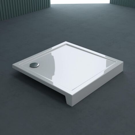 doporro Plato de ducha Faro1H 100x100x14cm acrílico en blanco cuadrado incl. válvula de desagüe AL01 Conexiones DIN fácil montaje