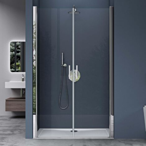 doporro Porta Box Doccia per Nicchia con 2 Ante Apertura Battente in Vetro Temperato Trasparente, 140x195cm - Teramo24K