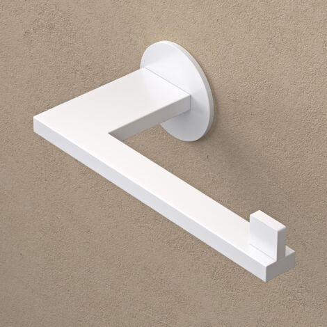 doporro Porta Carta Igienica Senza Forare Moderno In Acciaio Inox Con Adesivo WC Bagno Bianco Opaco Porta Rotolo Bagno Design Elegante Lino-04