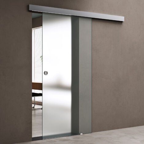 SOGOOD 90x205cm, Porte Scorrevoli in Vetro Satinato con Maniglia Rotonda per Bagno Cucina Studio Ufficio, Amalfi TS12-900 VSMG