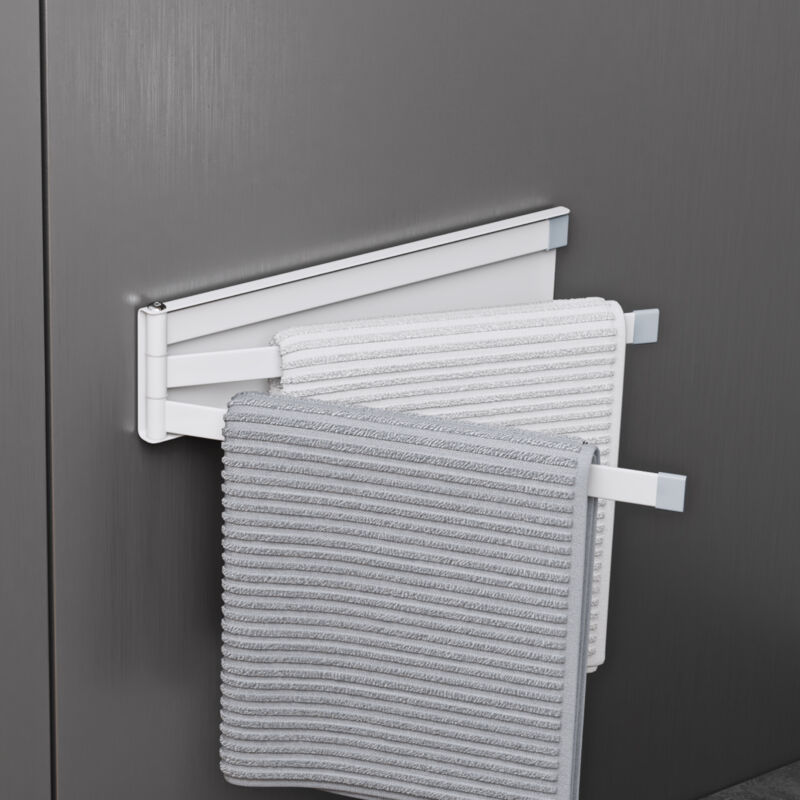 doporro Porte-Serviettes Mural Autocollant Support Magnétique pour Machine à Laver Étagère Douche Rotative en Acier au Carbone Blanc Mat Accessoire