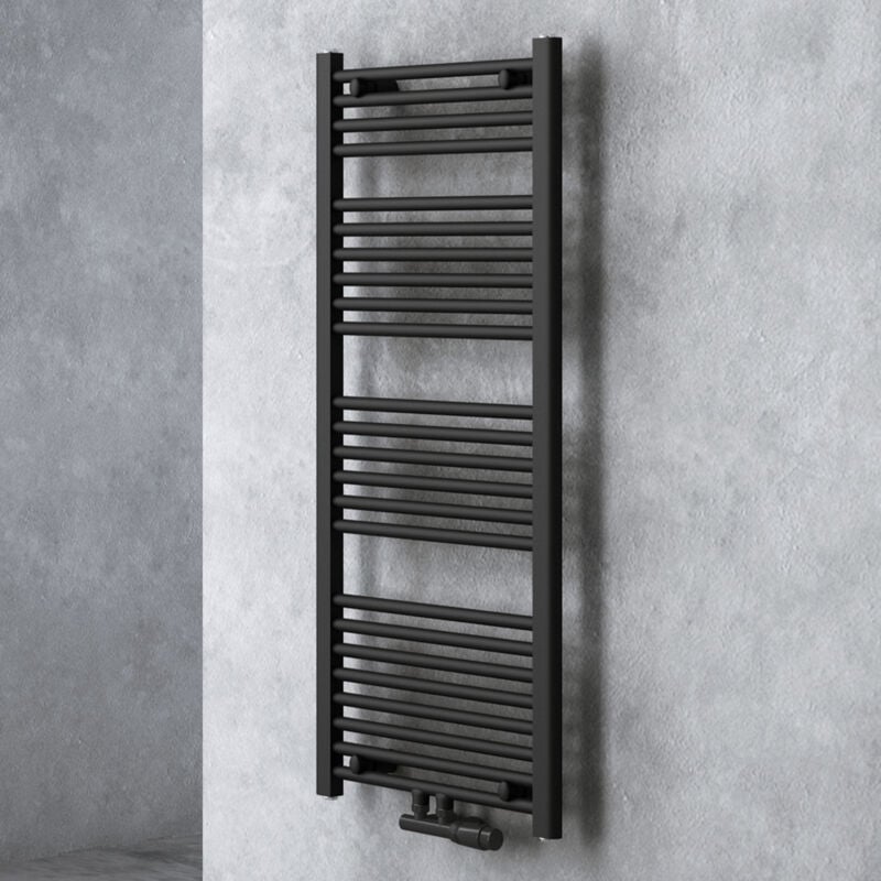 Doporro - Radiateur de Salle de Bain Sèche-Serviette 120x50cm Radiateur Tubulaire Vertical Chauffage à Eau Chaude Gris-Noir rhe
