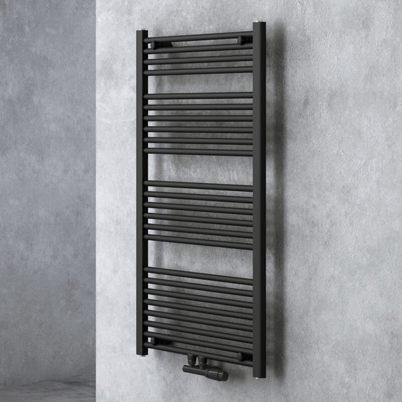 Doporro - Radiateur de Salle de Bain Sèche-Serviette 120x60cm Radiateur Tubulaire Vertical Chauffage à Eau Chaude Gris-Noir rhe