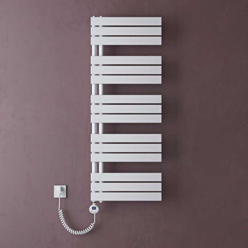 Doporro - Radiateur de Salle de Bain Sèche-Serviette 131x50cm avec Résistance Chauffante Blanc 1000W Radiateur à Eau Chaude Blanc Design fn