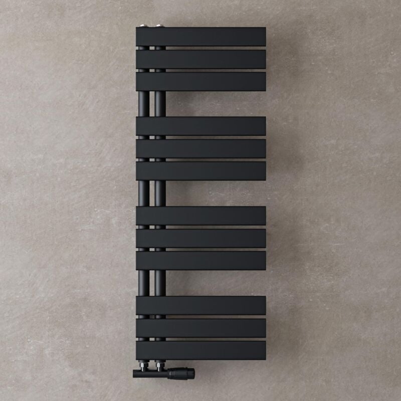 Radiateur de Salle de Bain Sèche-Serviette 104x40cm Radiateur à Eau Chaude Gris Noir Sèche-Serviettes Design fn - Doporro