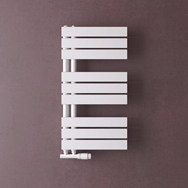 Radiateur de Salle de Bain Sèche-Serviette 76x40cm Radiateur à Eau Chaude Blanc Sèche-Serviettes Design fn - Doporro