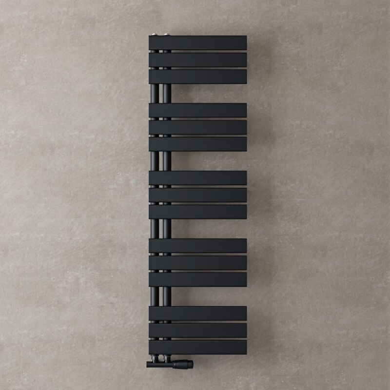 Doporro - Radiateur de Salle de Bain Sèche-Serviette 131x40cm Radiateur à Eau Chaude Gris Noir Sèche-Serviettes Design fn