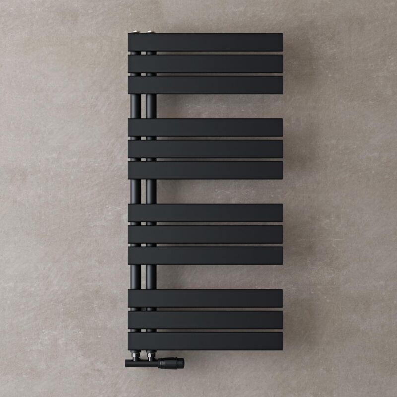 Doporro - Radiateur de Salle de Bain Sèche-Serviette 104x50cm Radiateur à Eau Chaude Gris Noir Sèche-Serviettes Design fn