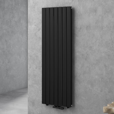 Doporro – Radiateur eau chaude en acier 160x54cm – Panneau double couches vertical noir-gris – Puissance 1680W – Connexion centrale