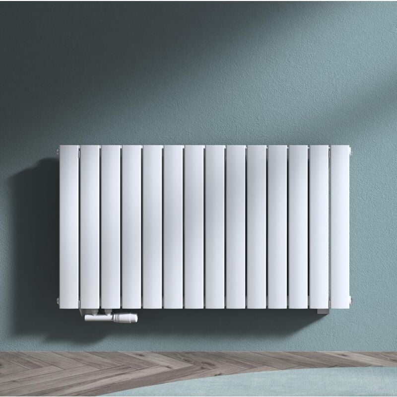 doporro Radiateur de Salle de Bains Chauffage Central 60x108cm Radiateur à Eau Chaude Panneau Double Couches Horizontal Blanc 1189W FV