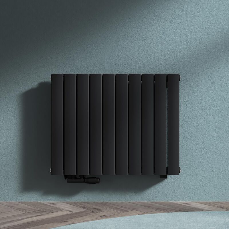 Radiateur de Salle de Bains Chauffage Central 60x77cm Radiateur à Eau Chaude Panneau Double Couches Horizontal Noir-Gris 849W fv - Doporro