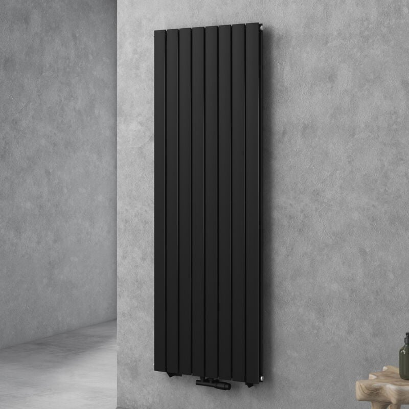 Sogood Radiateur pour Chauffage Central 180x61cm Radiateur à Eau Chaude Panneau Double Couches Vertical Noir-Gris fv