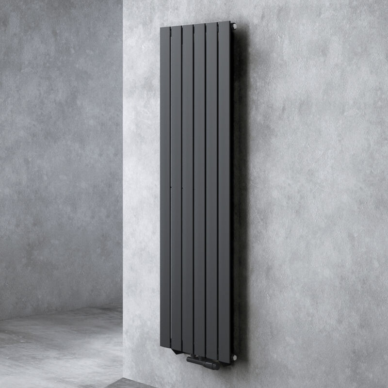 Radiateur pour Chauffage Central 160x46cm Radiateur à Eau Chaude Panneau Monocouche Design Vertical Noir-Gris fv - Doporro
