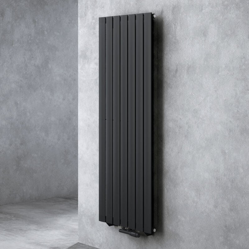 doporro Radiateur pour Chauffage Central 160x54cm Radiateur à Eau Chaude Panneau Monocouche Design Vertical Noir-Gris FV