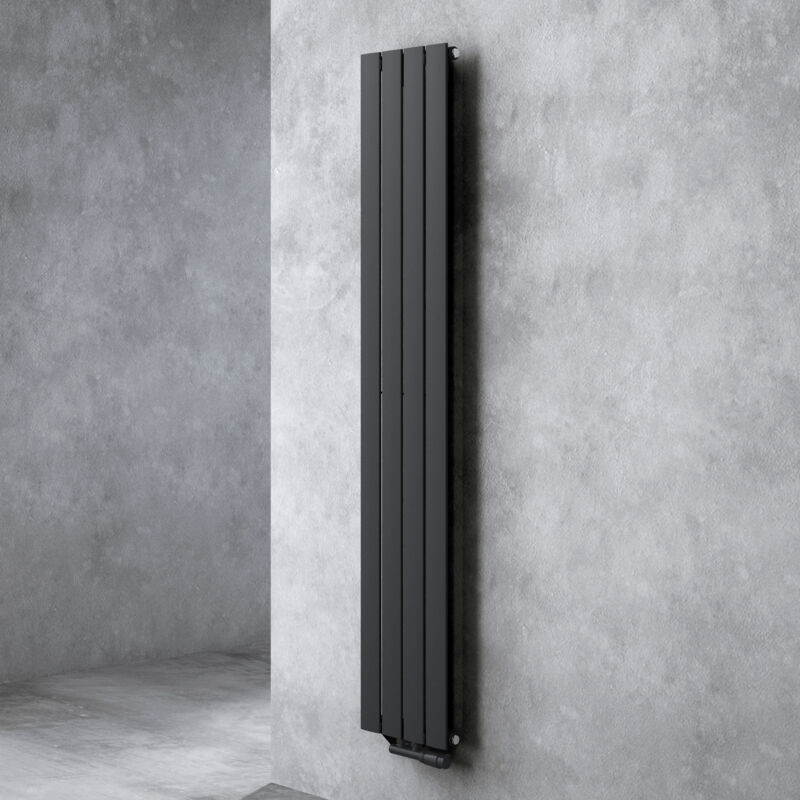 Radiateur pour Chauffage Central 180x31cm Radiateur à Eau Chaude Panneau Monocouche Design Vertical Noir-Gris fv - Doporro