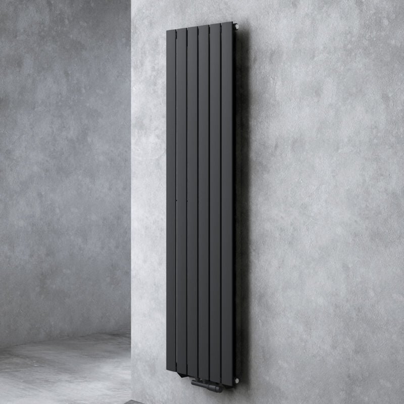 Radiateur pour Chauffage Central 180x46cm Radiateur à Eau Chaude Panneau Monocouche Design Vertical Noir-Gris fv - Doporro