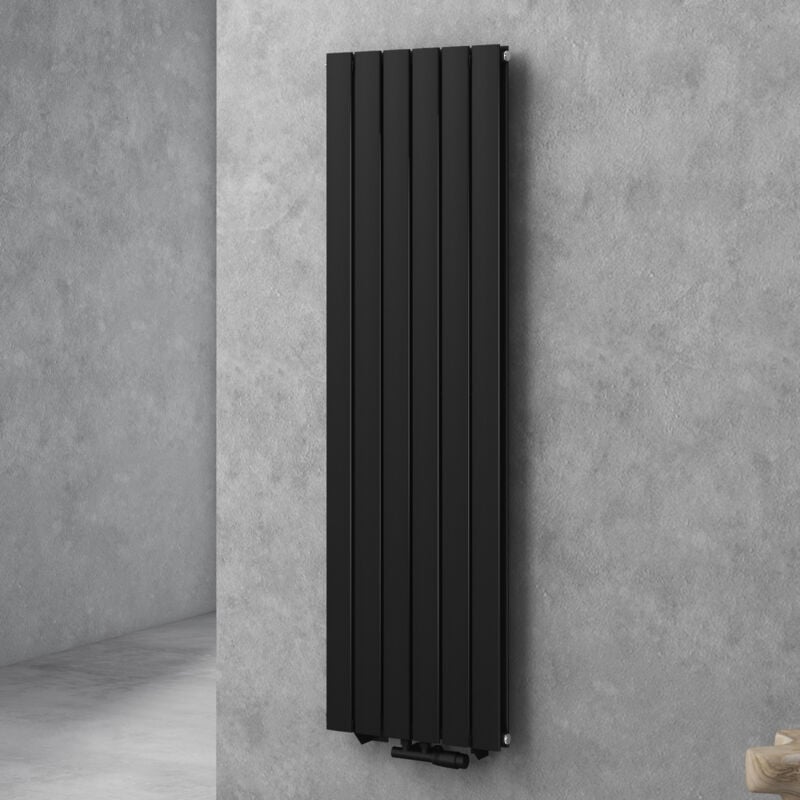 Radiateur pour Chauffage Central 160x46cm Radiateur à Eau Chaude Panneau Double Couches Vertical Noir-Gris fv - Doporro