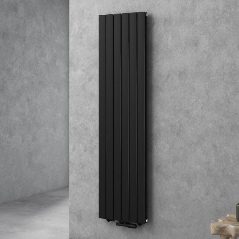 Radiateur pour Chauffage Central 180x46cm Radiateur à Eau Chaude Panneau Double Couches Vertical Noir-Gris fv - Doporro