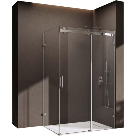 doporro Ravenna17-2 L-Form 100x120x195cm Inklusive Duschwanne Klarglas ESG-Sicherheitsglas