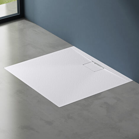 doporro Receveur de Douche Bac à Douche Ultra Plat en Solid Surface Blanc Mat Geoma07 70x100x3cm