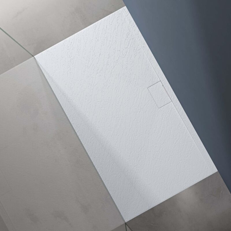 Doporro - Receveur de Douche Bac à Douche Ultra Plat en Solid Surface Blanc Mat Geoma07 90x160x3cm avec Bonde AL06
