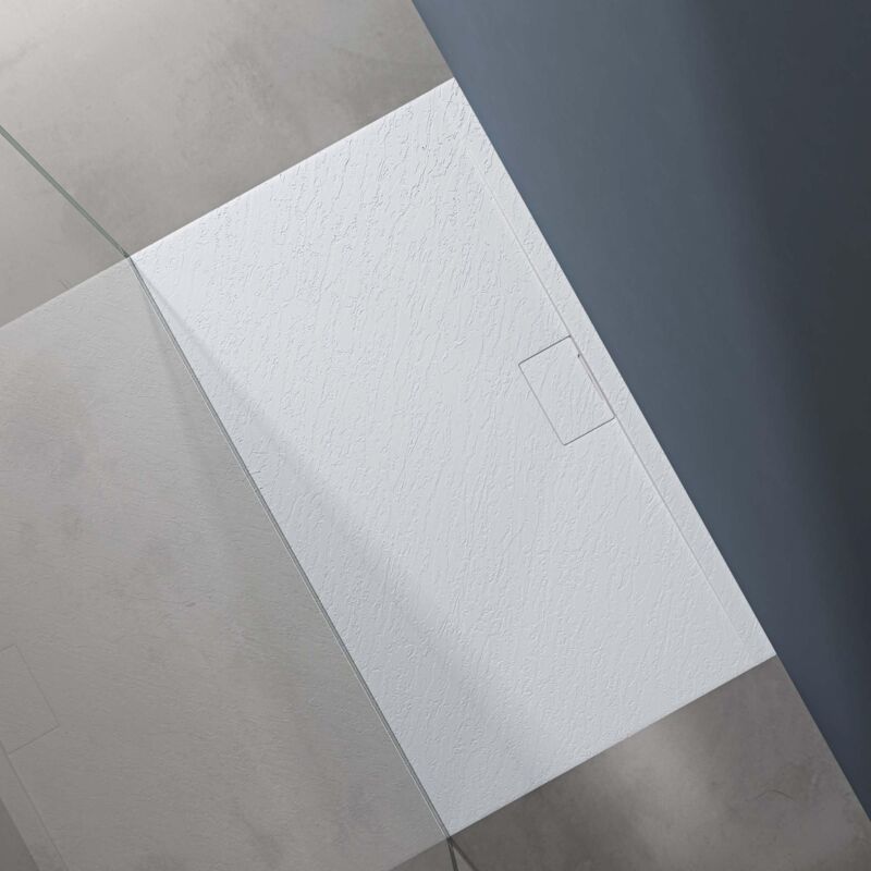 Doporro - Receveur de Douche Bac à Douche Ultra Plat en Solid Surface Blanc Mat Geoma07 80x140x3cm