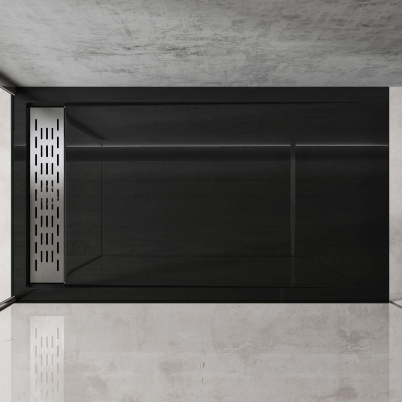 Doporro - Receveur de Douche Noir Bac à Douche Extra Plat Rectangulaire en Acrylique 80x140x5cm Design Xetro04