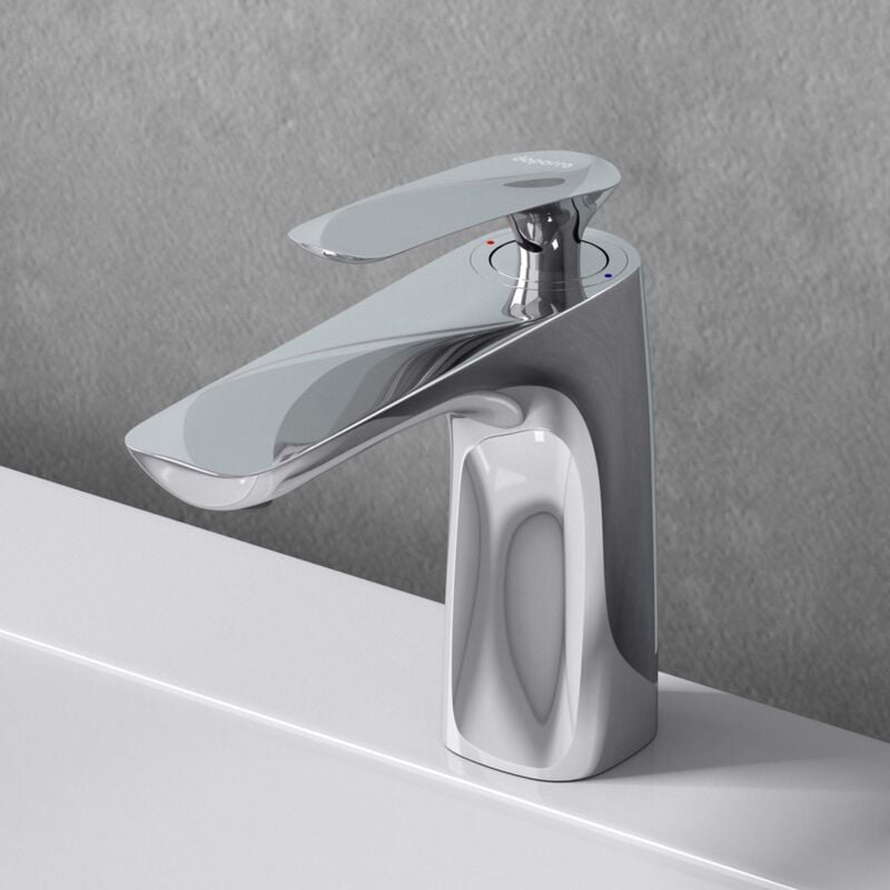 Doporro - Robinet Mitigeur Chromé pour Lavabo et Vasque en Laiton Mélangeur Eau Chaude et Froide Design 16,5 cm WAM-7201