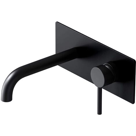doporro Rubinetto Cascata Parete,Miscelatore da Bagno Lavabo Muro in Ottone Cromato WA112, Nero