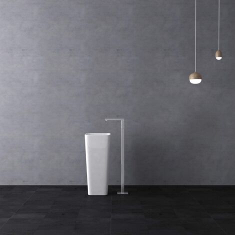 doporro Rubinetto Vasca da Bagno Freestanding103.5cm, Rubinetti Vasca da Pavimento Cascada1, Finitura Cromata, Argento