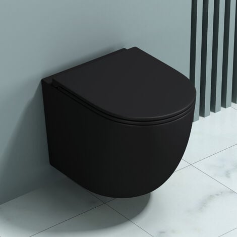 Nera Wall Hung Rimless Matte Black Toilet & Soft Closing Seat - LUSSO