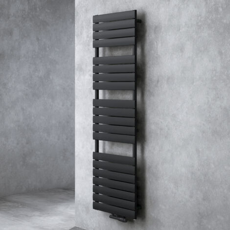 Doporro – Sèche-serviette eau chaude vertical 180x60cm – Acier inoxydable gris-noir – Puissance 1100W – Connexion centrale – Montage mural