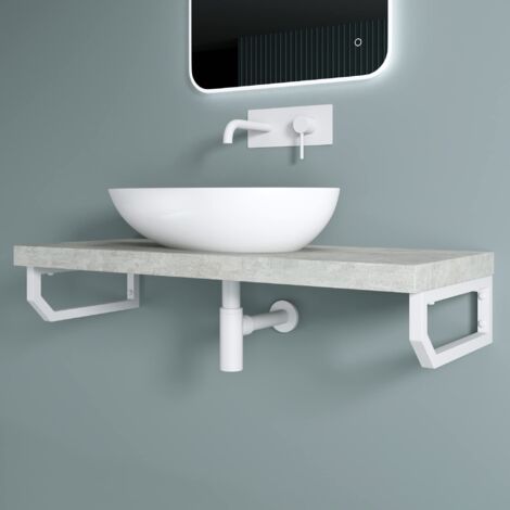 doporro Set di 2 Staffe per Scaffale Reggimensola Rettangolare 400x150 mm in Acciaio Inox Bianco, Supporti da Parete per Mensole, Lavabi e Portasciugamani - WH03