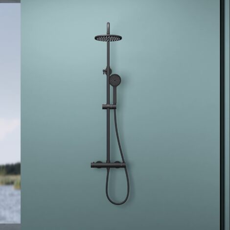 doporro Set doccia da incasso, con soffione a pioggia, rotondo, con soffione a risparmio d'acqua e rubinetto doccia