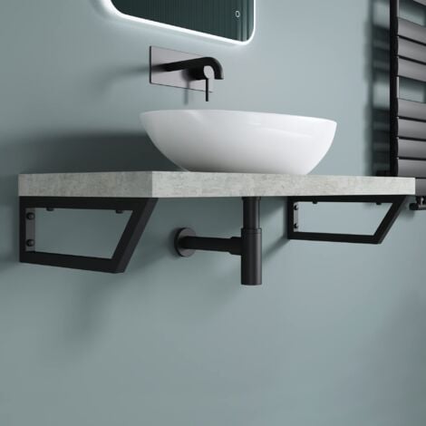 doporro soporte de pared negro de acero inoxidable 43x2,5x15 cm soporte de estante WH04 (2 piezas)