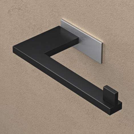 doporro Support de Rouleau en Acier Inoxydable Porte-Papier Toilette Porte-Rouleau Dérouleur Mural pour Rangement WC Noir Mat + Nickel Brossé 185×83,5×40 MM Lino-03