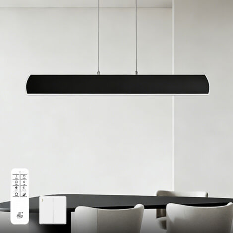 doporro Suspension Luminaire Plafonnier Lustre Chambre Salon Réglable Éclairage Intérieur Mémoire Intelligente Lampe de Nuit LED Noir Mat Télécommande 100×8×120CM 20W Alivetta3730