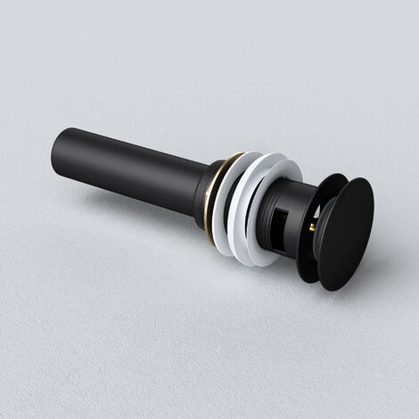doporro® Tapones de Desagüe Lavabo Válvula Ø 62mm Push-up Válvula Desagüe PU004 Desagüe Universal Negro con Rebosadero
