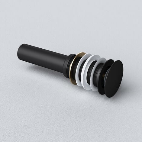 doporro® Tapones de Desagüe Lavabo Válvula Ø 66mm Push-up Válvula Desagüe PU001 Desagüe Universal Negro sin Rebosadero