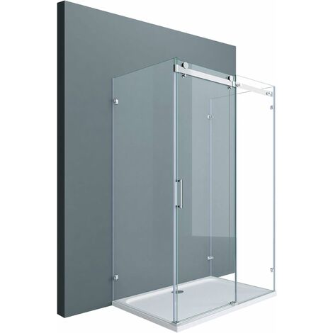 doporro U-Form Duschkabine BxTxH: 70x130x195cm Duschabtrennung Schiebetür ESG-Sicherheitsglas Klarglas 4-Punktbefestigung beidseitige Nano-Beschichtung Ravenna17-2UK