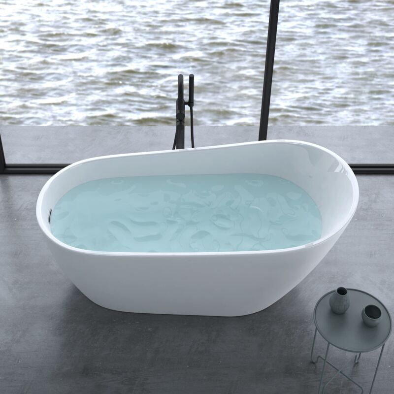 Vasca Da Bagno Freestanding NOVA SLIM LINE | Bianco Lucido | 170x78cm | Installazione A Destra | Senza Rubinetteria - Foto 5