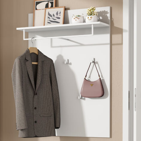doporro Wandgarderobe, Garderobenpaneel mit 5 Haken, geeignet für Garderobe, Flur und Eingangsbereich,1087821.6cm, Gabo-01, Matt weiß