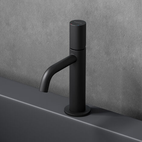 doporro Wasserhahn Bad Schwarz matt in modernem Design Waschtischarmatur für Waschbecken Mischbatterie Bad 20,7 cm hoch