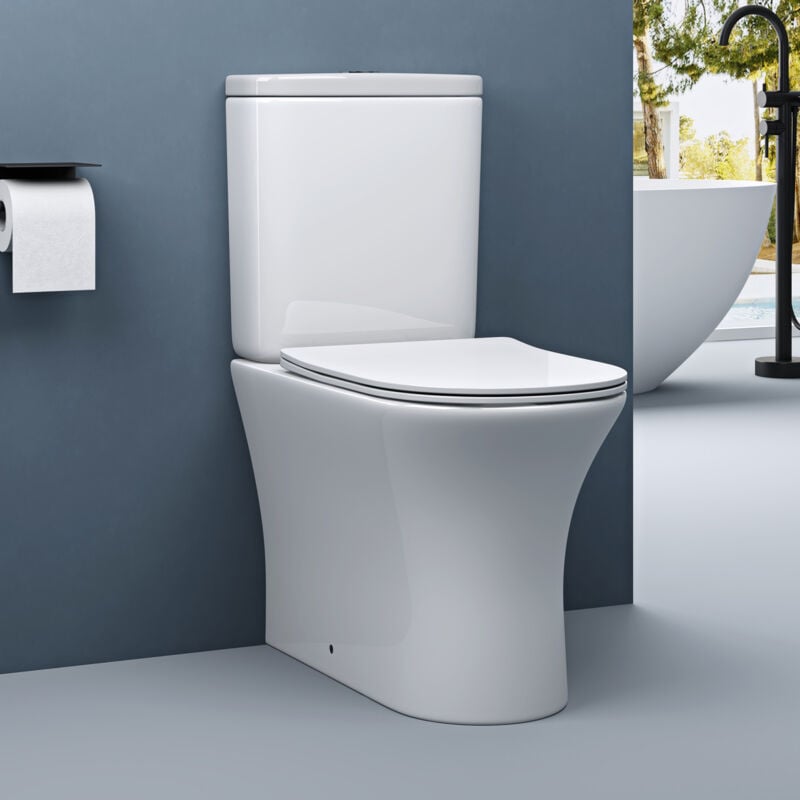 Wc à poser céramique blanc toilette avec réservoir abattant silencieux avec frein de chute Aix304T - Doporro