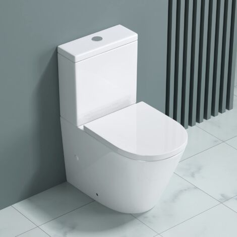 Doporro – WC à poser céramique blanche – Abattant silencieux avec frein de chute – Sortie horizontale/verticale – Dimensions 365x620x770 mm - Aix179T