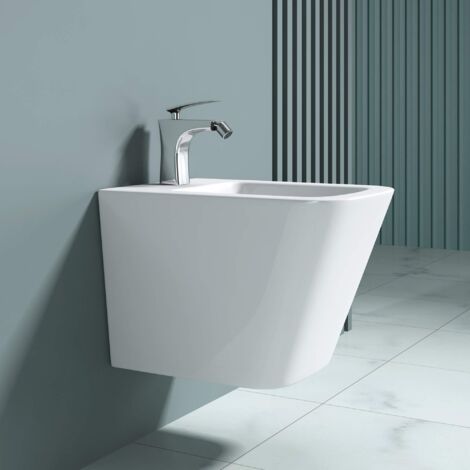 doporro WC Bidet a Terra 48,5x34,5x33cm in Ceramica Superficie Antisporco S-Düren112 Bianco