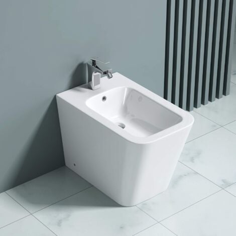 DOPORRO S-Düren112 Weiß 55x36x41cm aus Keramik Stand-Bidet mit Überlauf