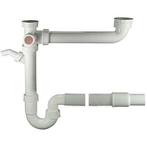 Doppel Flex-Geruchverschluss 1 1/2" x 40/50mm, Doppelsifon EN 411 mit Flex-Abgang